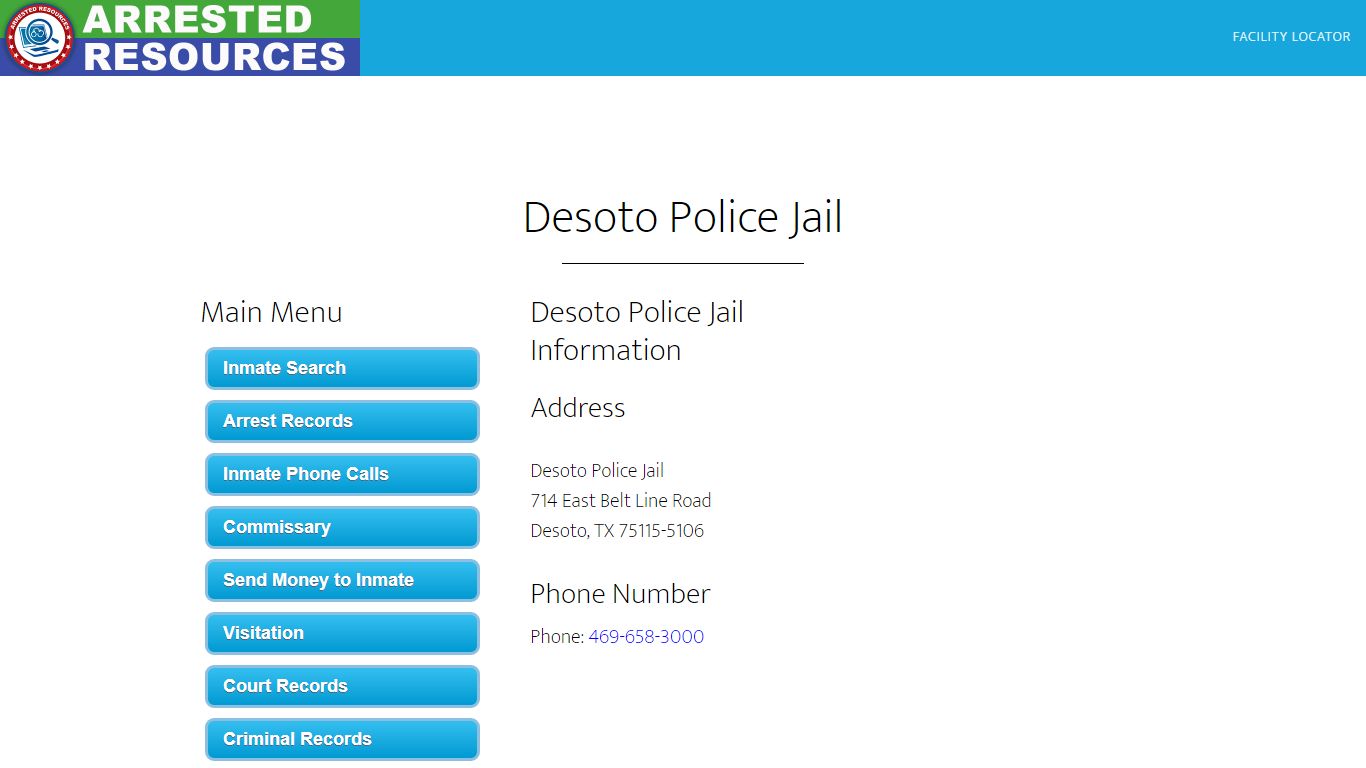 Desoto Police Jail - Inmate Search - Desoto, TX