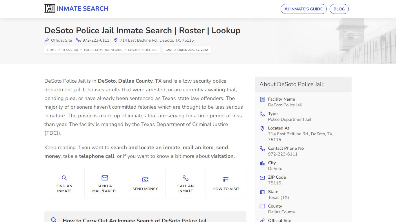 DeSoto Police Jail Inmate Search | Roster | Lookup