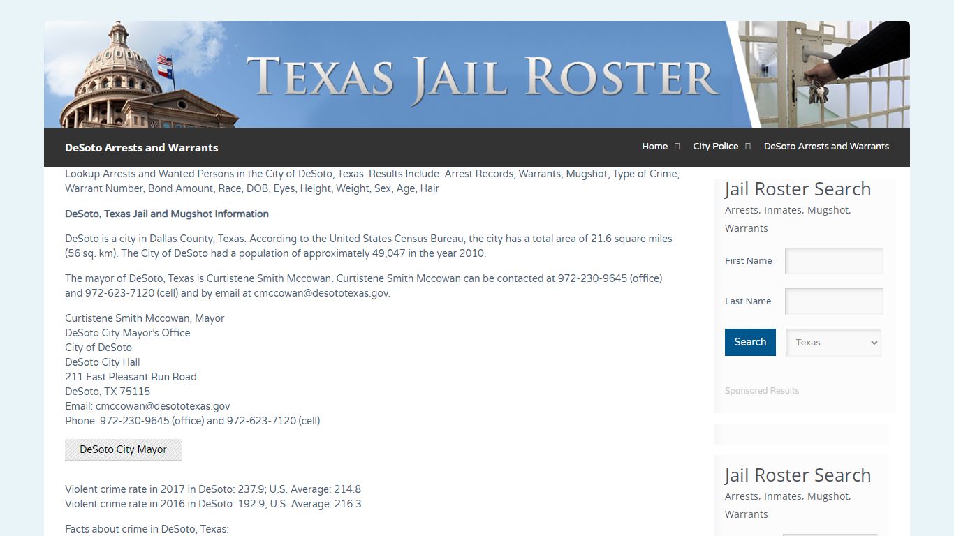 DeSoto Arrests and Warrants | Jail Roster Search